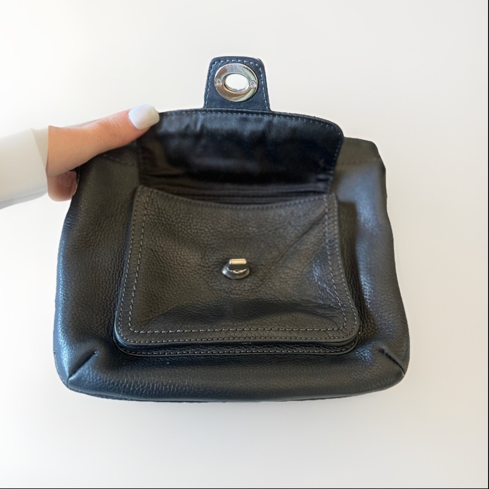 Coach Black Leather Swingpack Crossbody Turn Lock Pocket - Picture 3 of 11